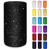 Black Glitter Tulle Rolls 6 Inch by 50 Yards Sequin Tulle Fabric Ribbon for Gift Wrapping Halloween Craft Supplies DIY Tutu Skir