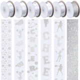 Juinte 6 Roll 60 Yard 7/8 Silver Homecoming Mum Ribbon Cheerleading Grosgrain Ribbon Cheer up for Party Favor Cheerleaders Decor