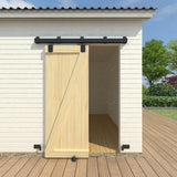 SongYung 5FT Black Box Rail Exterior Barn Door Hardware Kit, Sliding Heavy Duty Barn Door Track, Wall Mount Barn Door Hardware w