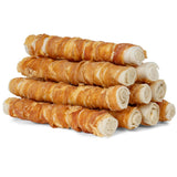 MON2SUN Dog Treats, 9 Inch Chicken Wrapped Rawhide Rolls Snacks, Teeth Cleaning and Long Lasting Chews for Medium and Large Dogs