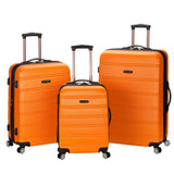 Rockland Melbourne Hardside Expandable Luggage with Spinner Wheels, Orange, 3-Piece Set (20/24/28)