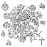 Honbay 50PCS Alloy Camping Charms Pendant Camper Trailer Compass Fire Camping Sign Oil Lamp Charms for Earrings Bracelet Necklac