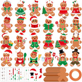 Frienda 48 Set Christmas Gingerbread Craft Kit Make a Gingerbread Man Ornament Stickers Bulk DIY Arts and Crafts for Xmas Tree D