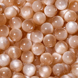 NITOPUPU 100Pcs 8mm Light Brown Cat Eye Beads with Glitter Powder Round Resin Beads for Jewelry Making DIY Bracelets Necklace Ea