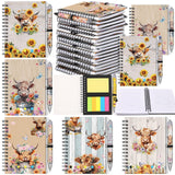 Sayglossy 20 Sets Highland Cow Gifts Bulk Floral Highland Cow Sticky Notes Spiral Notebook with Ballpoint Pen Inspirational Gift