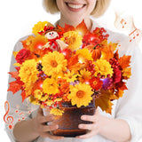 MZD8391 Thanksgiving Cards with Music & Lights, Pop Up Fall Decoration Bouquet, Maple Leave & Pumpkin, 10 Inch Life Sized Gifts 