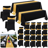 44 Pcs Tablecloth Chair Covers Chair Sashes Set, Spandex Chair Covers Sequin Chair Sashes Satin Table Runner for Wedding Hotel B