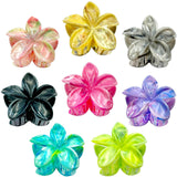 Flower Hair Claw Clips for Women, 8 Pack Hawaiian Flower Hair Clips, Plumeria Claw Clips for Thick Thin Hair, Large Strong Hold 