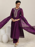 Libas Women'S Chanderi Silk Kurta Set (49430_Burgundy Burgundy L
