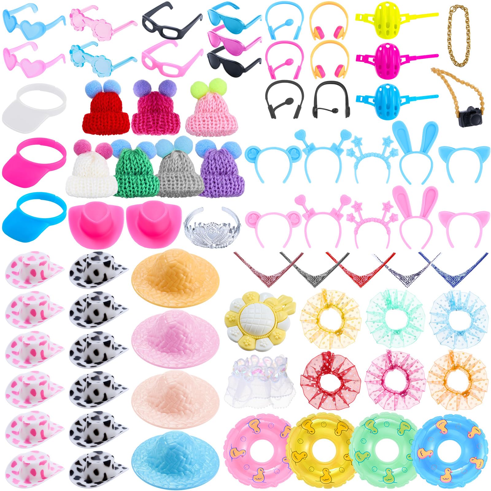 Poen Rubber Duck Accessories Decorations for Cowgirl Hats Glasses Earphones So on Necklaces Swimming Ring Crowns Bibs DIY Access