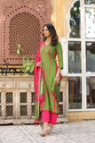 Gosriki Women'S Rayon Blend Straight Printed Kurta With Pant & Dupatta (Sibori-Methi-Bfv-Gs_M_Green_Medium),Green,,B0CPXW6ZNN