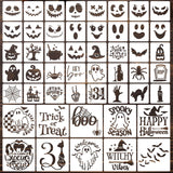 Halloween Stencils Pumpkin Face Stencils Reusable Ghost Bat Witch Spider Stencil for Painting on Wood Fabrics DIY Crafts Ornamen