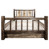 Montana Woodworks Homestead Collection Twin Storage Bed With Laser Engraved Bear Design, Stain & Clear Lacquer Finish