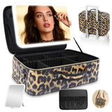 15''X11'' Large Makeup Bag with Removable Lighted Mirror, Professional Travel Make up Bag with Mirror and Light Cosmetic Train C