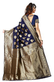 Sugathari Womens Banarasi Saree Pure Kanjivaram Silk Saree Soft New Ladies 2023 Design Wear Pattu Sarees Latest Cotton Party Sari Collections With Blouse Piece For Wedding Sadi (Sam Pari-24 N.Blue)