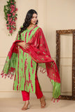 Gosriki Women'S Rayon Blend Straight Printed Kurta With Pant & Dupatta (Sibori-Methi-Tgd-Gs_5Xl_Green_Xxxxx-Large),Green,5,B0CGTTB629