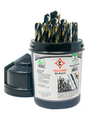 CleLine C18128 Bit Barrel Style 1878 High Speed Steel Jobber Length Drill Set, Black and Gold Finish, 1/16 1/2 Size, 29 Pie