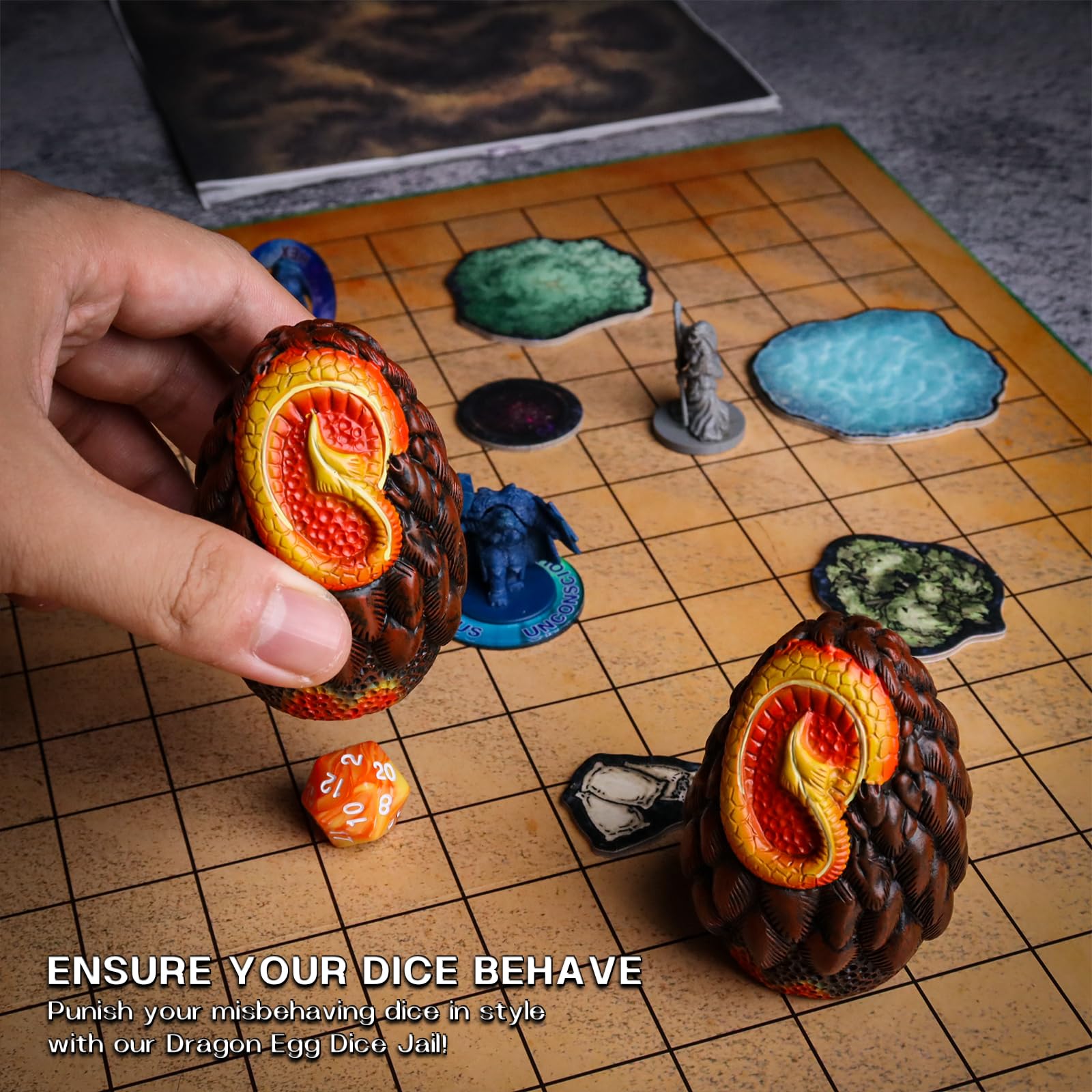 CZYY Dragon Egg Dice Jail - Set of 2 Resin Dice Cages, Dice Prison and Holder for Bad Dice - Unique Accessories, Gift for D&D, T