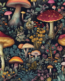 BOKEBEVE Mushroom Wallpaper Peel and Stick Floral Contact Paper Vintage Wall Paper for Chest of Drawers TV Stand Bookcase Remova