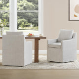 KISLOT Upholstered Dining Chair with Casters Easy Assembly Side Deskchair with Rollers for Diningroom Living Room,Linen,2 Box
