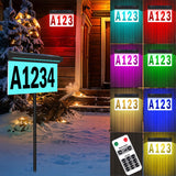 T-SUN Solar House Numbers for Outside: Color Changing Solar Address Number Sign with Remote Control, 9 Modes RGB&3000K, Waterpro