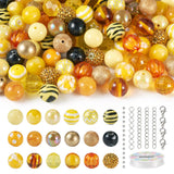 Cheriswelry 240Pcs 20mm Yellow Theme Chunky Bubblegum Beads Set with Acrylic Resin Beads Spacer Beads Jump Rings Lobster Clasps 