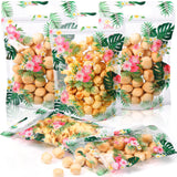 Teenyyou 60 Pcs Hawaiian Luau Party Gift Bags Summer Tropical Palm Leaves Hibiscus Sealing Bags for Candy Treat Goodie Cookie Gi