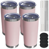 UIRZOTN Travel Coffee Tumbler 20oz, 4 Pack Leakproof Travel Coffee Mug with Lid and Straw, Stainless Steel Double Wall Vacuum In