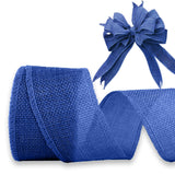 JaoZuyard Blue Burlap Ribbon 2 inch X 10 Yard Natural Blue Woven Ribbon DIY Handmade Solid Wired Edging Production Wreath Holida
