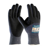 ATG 443755/XXXL Maxicut Ultra, Blue 15G Eng Yarn, Black 3/4 Dip Microfoam Nitrile, A3 Blue 3XL
