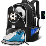 YOREPEK Large Soccer Backpack, Soccer Bag for Boys with Ball & Detachable Shoe Compartment, Wet Dry Pocket, Detachable Name Card