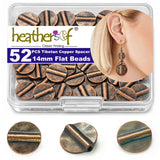 Copper Smooth Flat Bead Jewelry 52Pcs Spacer Beads Kit Jewelry Findings Beading Assortment DIY Accessories for Bracelet Necklace