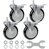 Finnhomy Swivel Caster Wheels 5 Inch Threaded Stem Casters Set of 4 Heavy Duty 1/2-13 x 1 with Brake Polyurethane Industrial Loc