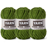 3 Pack Pine Green Fluffy Chunky Chenille Crochet Yarn, Baby Yarn for Crocheting Soft Blanket, Bulky Velvet Yarn (100g/54.8yds Ea