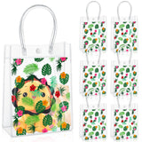 Saypacck 24 Pcs Hawaiian Clear Gift Bags Luau Party Summer Tropical Bags with Handle Luau Treat Palm Leaf Candy for Summer Tropi