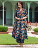 Gosriki Women'S Rayon Viscose Anarkali Printed Kurta With Palazzo & Dupatta (Cia Blue-Vks05-Gs_5Xl_Blue_Xxxxx-Large),Blue,5,B0F8ZW5QTG