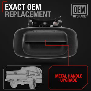 Tailgate Handle Latch w/Improved Bezel Trim with Rod Clips - Upgraded Metal Handle Compatible with 1999-2007 Chevy Silverado GMC