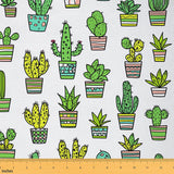 Cactus Fabric by The Yard, Boho Succulent Cactus Upholstery Fabric for Chairs, Tropical Botanical Leaves Floral Decorative Fabri