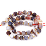 Malahill Wholesale Natural Faceted Stone Beads for Jewelry Making Sold per Bag 5 Strands Inside Cube Botswana Agate AAA 8mm