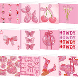 Saillong 12 Pack Pink Bow Diamond Painting Greeting Card Kits DIY Coquette Diamond Art Cards with Envelopes Cute Pink Bow 5D Rhi