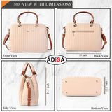 Adisa Texture Stripes Handbag Shoulder Bag For Women And Girls With Sling Belt (Ad4074-Cre),Off White,,B0D33XBFTY