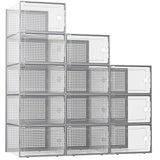 Kuject XX-Large Shoe Storage Boxes Organizers Clear Plastic Stackable 12 Pack, Shoe Rack & Holder Substitute, Sneaker Containers