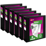 Avery Durable View 3 Ring Binder, 3 Inch Slant Rings, 6 Black Binders (17041)