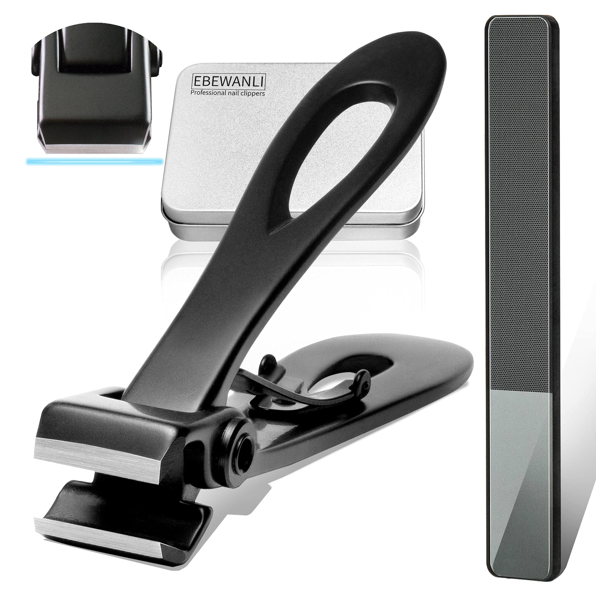 EBEWANLI Straight Nail Clipper, 17mm Wide Jaw Opening Extra Large Toenail Clippers for Thick Nails or Tough Fingernail & Ingrown