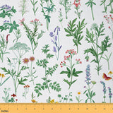 Feelyou Floarl Upholstery Fabric by The Yard, Farmhouse Flowers Pattern, 100% Polyester, 3D Printed, Green White