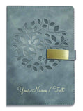 Brown Cloud Personalized Gray Velvet Finish Leather Cover Notebook/Diary With Black Gift Box With Personalised/Customized Messag