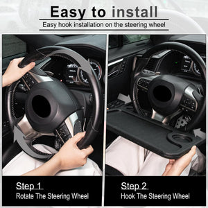 JUSTTOP Car Steering Wheel Desk for Laptop,Multipurpose Travel Car Accessories, Car Seat Stand Trays for Eating, Steering Wheel