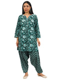 Libas Women'S Cotton Floral Kurta Set (400445_Green_Xxl)