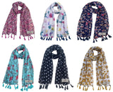 Fusfus WomenS Printed Chiffon Scarves And Stoles, Free Size(Multicolour, Fs2422) Pack Of 6 (Multicolor3)