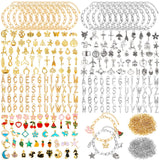 Mckanti 674 Pieces Charm Bracelet Making Kit, Including Paperclip Chain Bracelets, Charms, Jump Rings for DIY Bracelet Making(Go
